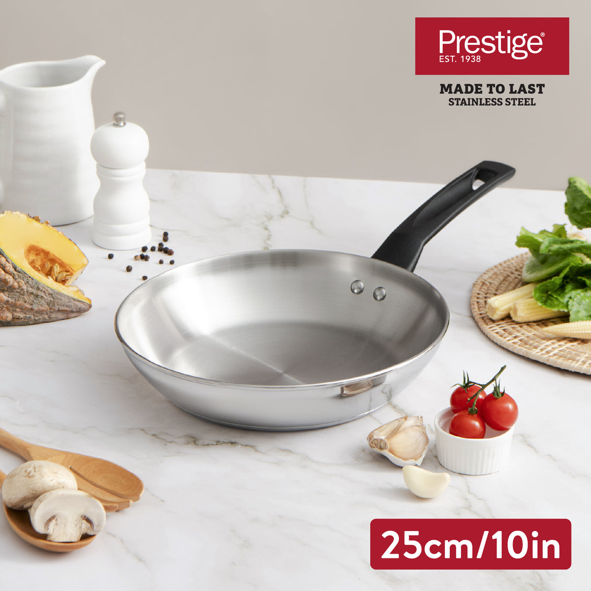 PRESTIGE Made To Last กระทะสแตนเลสทรงตื้น