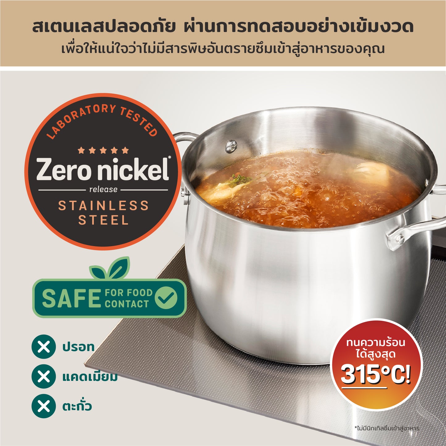 MEYER WHITE STEEL เครื่องครัวสเตนเลส สตีล หม้อสองหูขนาด 24 ซม./ 7.6 ลิตร พร้อมฝาแก้ว(71504-T)