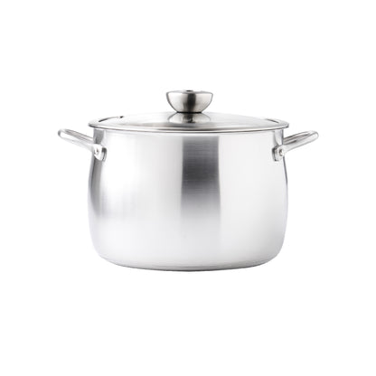 MEYER WHITE STEEL เครื่องครัวสเตนเลส สตีล หม้อสองหูขนาด 24 ซม./ 7.6 ลิตร พร้อมฝาแก้ว(71504-T)