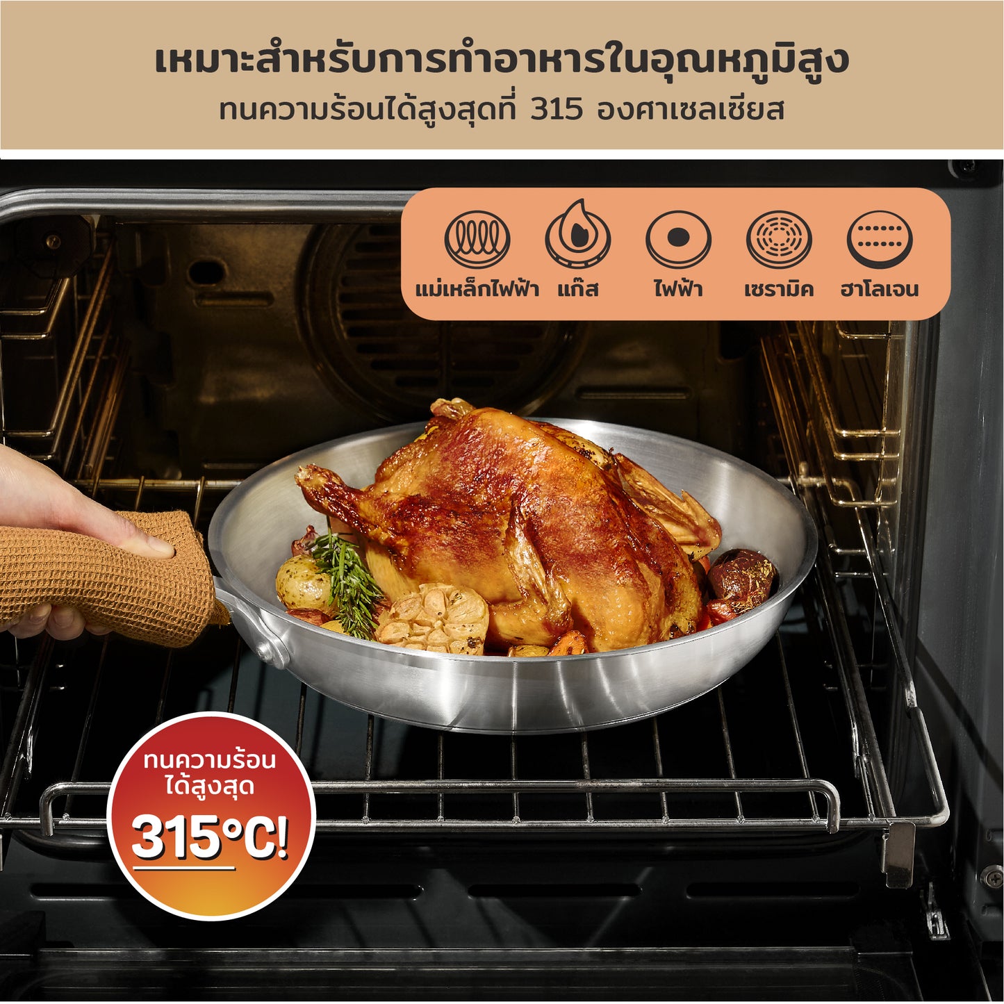 MEYER WHITE STEEL เครื่องครัวสเตนเลส สตีล กระทะทรงตื้น ขนาด 24 ซม./ 9.5 นิ้ว  (71506-T)