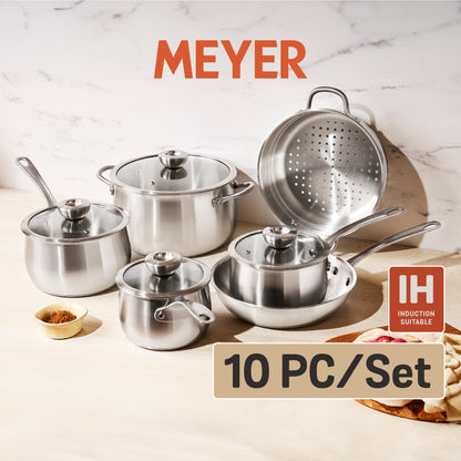 MEYER WHITE STEEL ชุดเครื่องครัวสเตนเลส สตีล 10 ชิ้น (71509-T)