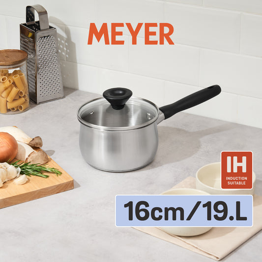 MEYER LUNA SS เครื่องครัวสเตนเลส สตีล หม้อด้ามขนาด 16 ซม./ 1.9 ลิตร พร้อมฝาแก้ว(71794-T)