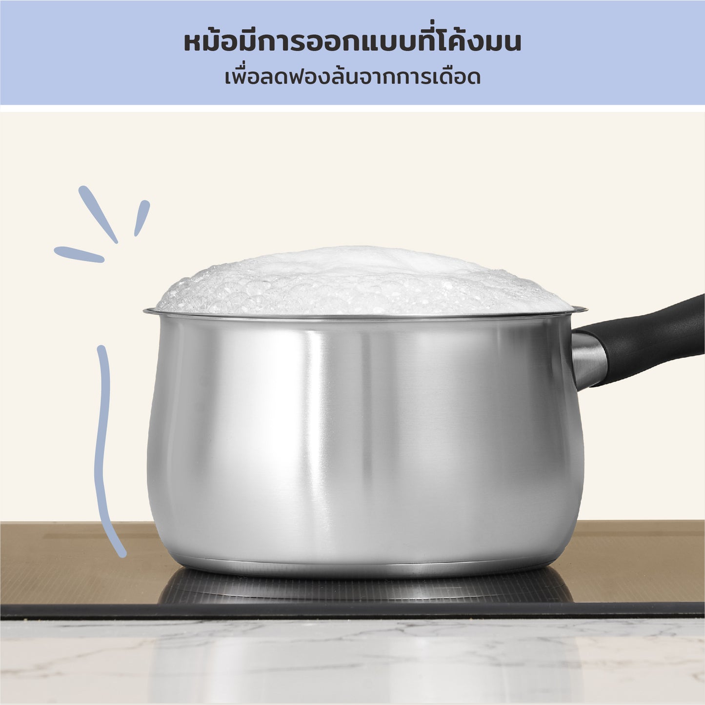 MEYER LUNA SS เครื่องครัวสเตนเลส สตีล หม้อด้ามขนาด 18 ซม./ 2.8 ลิตร พร้อมฝาแก้ว(71795-T)