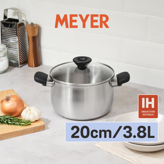 MEYER LUNA SS เครื่องครัวสเตนเลส สตีล หม้อสองหูขนาด 20 ซม./ 3.8 ลิตร พร้อมฝาแก้ว(71796-T)