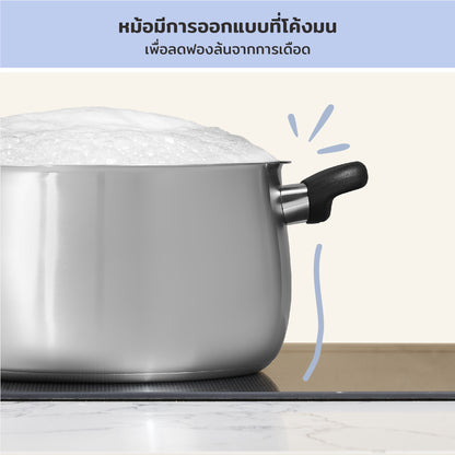 MEYER LUNA SS เครื่องครัวสเตนเลส สตีล หม้อสองหูขนาด 24 ซม./ 6.2 ลิตร พร้อมฝาแก้ว (71797-T)