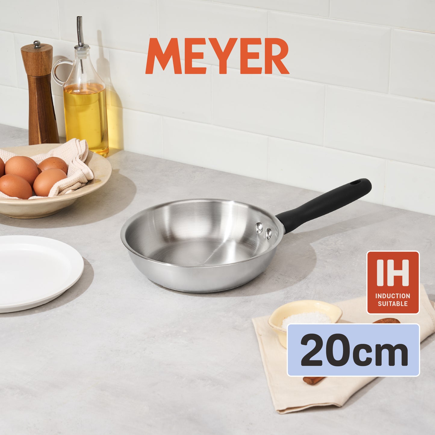 MEYER LUNA SS เครื่องครัวสเตนเลส สตีล กระทะทรงตื้น ขนาด 20 ซม./ 8 นิ้ว  (71803-T)