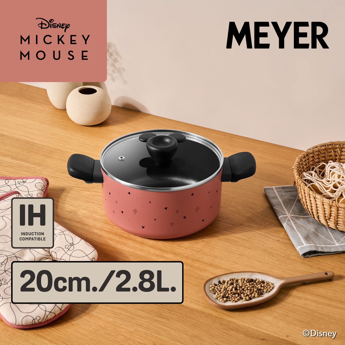 MEYER DISNEY EARTHEN หม้อสองหูขนาด 20 ซม./ 2.8 ลิตร พร้อมฝา (19132-C)