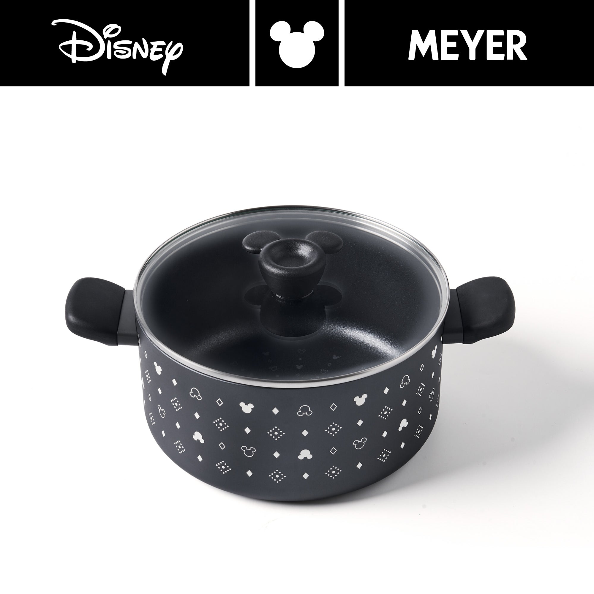 DISNEY MONOCHROME หม้อตุ๋น 2 หู MEYER ขนาด 24 ซม. / 5.2 ลิตร พร้อมฝาแก้ว Casserole ลายมิคกี้ เมาส์ ลิขสิทธิ์แท้ (18229-T)