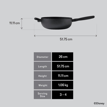 DISNEY MONOCHROME กระทะเชฟอเนกประสงค์ MEYER ขนาด 26 ซม. / 3.8 ลิตร Chef's pan ลายมิคกี้ เมาส์ ลิขสิทธิ์แท้ (18233-T)