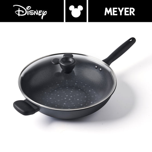 DISNEY MONOCHROME กระทะผัดก้นลึกพร้อมฝาแก้ว MEYER ขนาด 30 ซม. / 12 นิ้ว Stirfry ลายมิคกี้ เมาส์ ลิขสิทธิ์แท้ (18238-T)