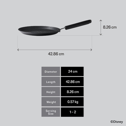 DISNEY MONOCHROME กระทะ ทรงแบน ทำเครป MEYER ขนาด 24 ซม. / 9.5 นิ้ว  Crepe pan ลายมิคกี้ เมาส์ ลิขสิทธิ์แท้ (18239-T)