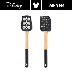 DISNEY MONOCHROME ลายมิคกี้ เมาส์ ลิขสิทธิ์แท้ ชุดไม้พายคู่ซิลิโคน ฟู๊ดเกรด ด้ามไม้ 2 ชิ้น  ความยาวรวม 29 ซม. / 11.5 นิ้ว Spatula & Spoonula set (48946-C)