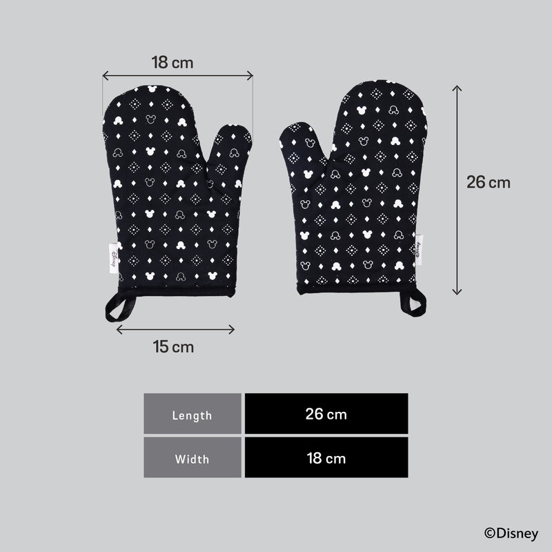 DISNEY MONOCHROME ชุดเซ็ตถุงมือจับของร้อน ลายมิคกี้ เมาส์  ลิขสิทธิ์แท้  สีดำ  Oven glove set (Charcoal version) (48950-C)