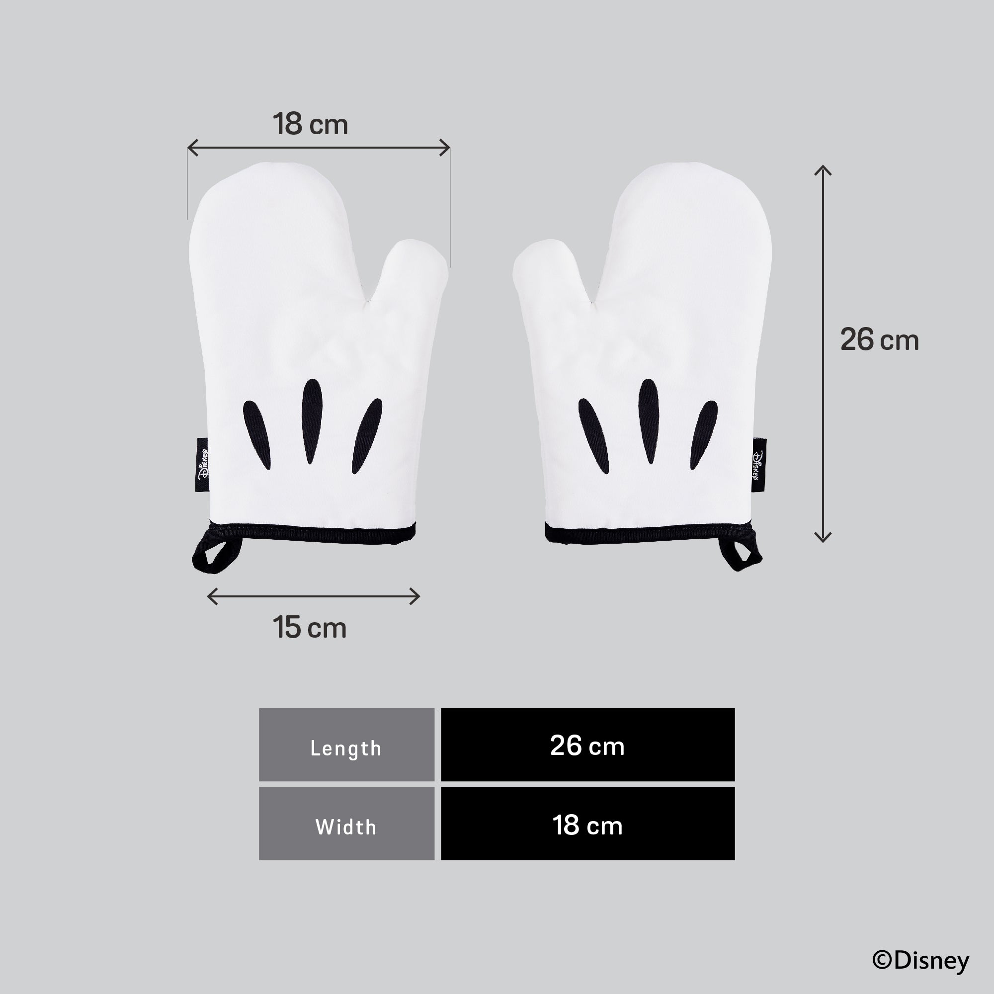 DISNEY MONOCHROME  ชุดเซ็ตถุงมือจับของร้อน มือมิคกี้ เมาส์  ลิขสิทธิ์แท้ ยางจับของร้อน สีขาว Oven glove set (White version) (48952-C)