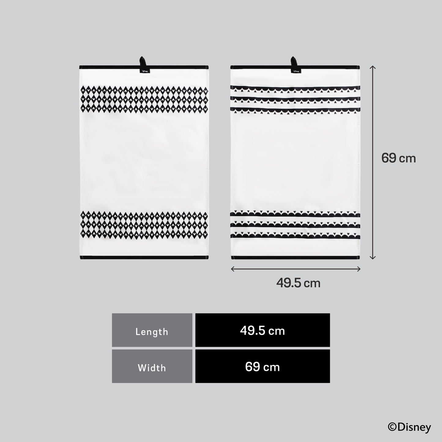DISNEY MONOCHROME ชุดเซ็ตผ้าเช็ดจานคู่ มิคกี้ เมาส์ ลิขสิทธิ์แท้ Towels set (48954-C)