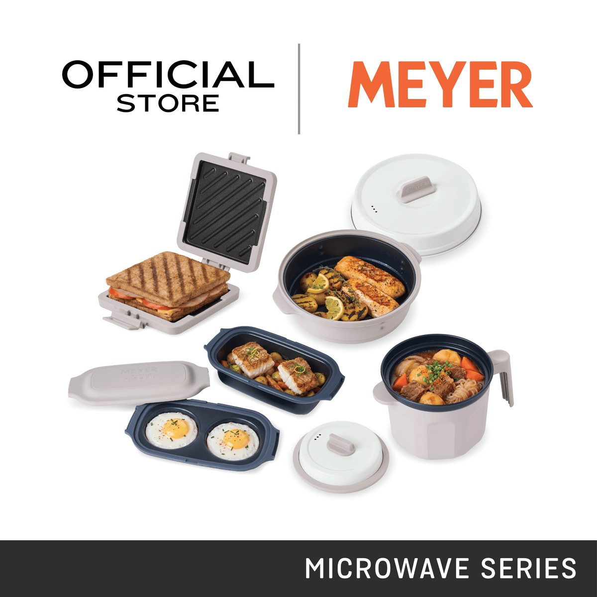 MEYER MICROWAVE SERIES ภาชนะทำอาหารในไมโครเวฟ สะดวก สุกไว อร่อยทันใจ หม้อ กระทะ ที่ทำแซนวิช