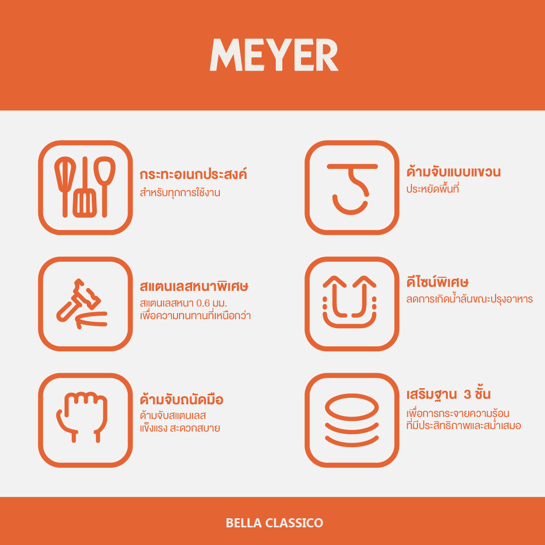 Skillets & Frying Pans - Meyer - 77Sale, bestselling, bigsale, FRENCH SKILLET, Meyer - Bella Classico, payday, SKILLET, Special Sale - MEYER BELLA CLASSICO กระทะทอดสแตนเลสทรงแบน ขนาด 24 ซม. SKILLET  (73921-T) - PotsandPans.in.th