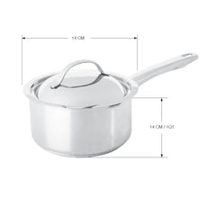 pots - Meyer - 77Sale, bestselling, bigsale, wok pans , Meyer - Bella Classico, payday, Special Sale - MEYER BELLA CLASSICO หม้อสแตนเลส มีด้ามจับ พร้อมฝาปิด ขนาด 14 ซม. SAUCIETTE (73284-T)