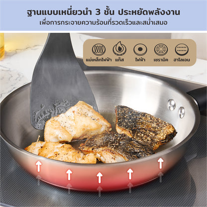 Skillets & Frying Pans - Meyer - stainless-steel, bestselling, bigsale, FRENCH SKILLET, Meyer - Luna, payday, SKILLET, Special Sale - MEYER LUNA กระทะสแตนเลสทรงตื้น ขนาด 20 ซม. SKILLET | PotsandPans