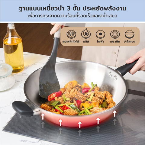 WOK Pans - Meyer - stainless-steel, bestselling, bigsale, Meyer - Luna, payday, Special Sale - MEYER LUNA กระทะสแตนเลสทรงลึก ขนาด 30 ซม. WOK PAN | PotsandPans