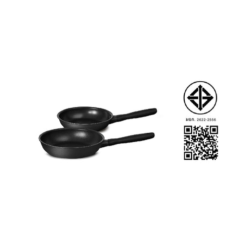MEYER MIDNIGHT ชุดกระทะทอด hard-anodize ขนาด 20, 28 ซม. จับคู่ 2 ชิ้น Frypan set (85085-TE12) กระทะเทฟลอนสำหรับผัดและทอด มีมอก.