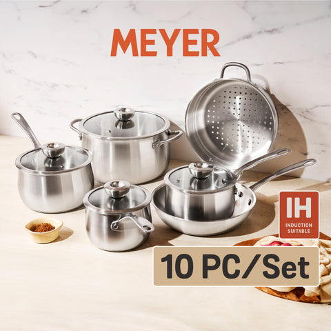 Cookware Set - Meyer - bestselling, bigsale, Cookware Set, Meyer - Bella Classico, payday, SET, SPECIAL SALE - MEYER WHITE STEEL ชุดเครื่องครัวสแตนเลส 10 ชิ้น SET | PotsandPans