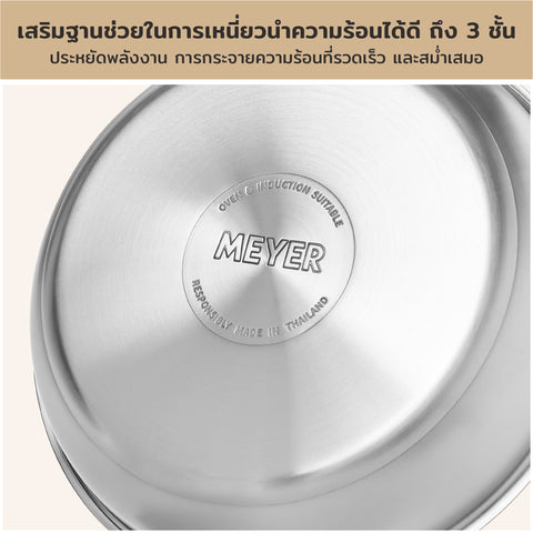frypan - Meyer - stainless-steel, bestselling, bigsale, Meyer - white-steel, payday, Special Sale - MEYER white steel กระทะสแตนเลส ขนาด 24 ซม. | PotsandPans