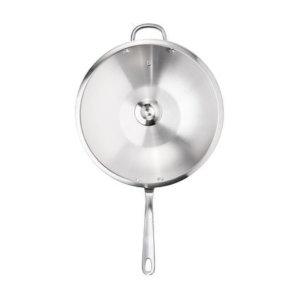 WOK Pans - Meyer - stainless-steel, bestselling, bigsale, Meyer - white-steel, payday, Special Sale - MEYER white steel กระทะสแตนเลสทรงลึก ขนาด 32 ซม. WOK PAN | PotsandPans