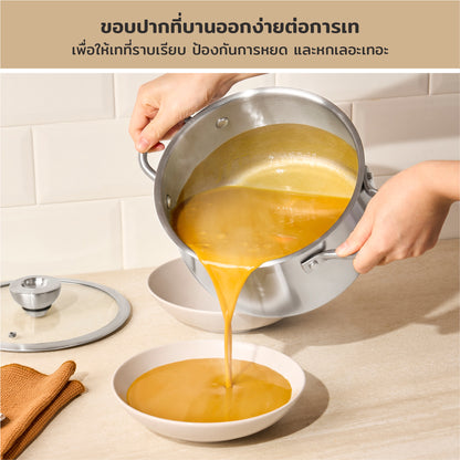 Pots - Meyer - stainless-steel, bestselling, bigsale, Meyer - white-steel, payday, Special Sale - MEYER white steel หม้อสแตนเลส ขนาด 20 ซม. | PotsandPans