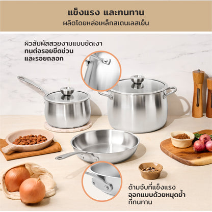 Pots - Meyer - stainless-steel, bestselling, bigsale, Meyer - white-steel, payday, Special Sale - MEYER white steel หม้อสแตนเลส . | PotsandPans