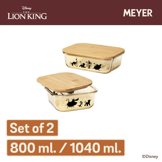 MEYER DISNEY LION KING ชุดเซ็ตกล่องข้าวแบบแก้ว 2 ชิ้น พร้อมฝาไม้ ขนาด 800 มิลลิลิตร และขนาด 1040 มิลลิลิตร (49247-C)