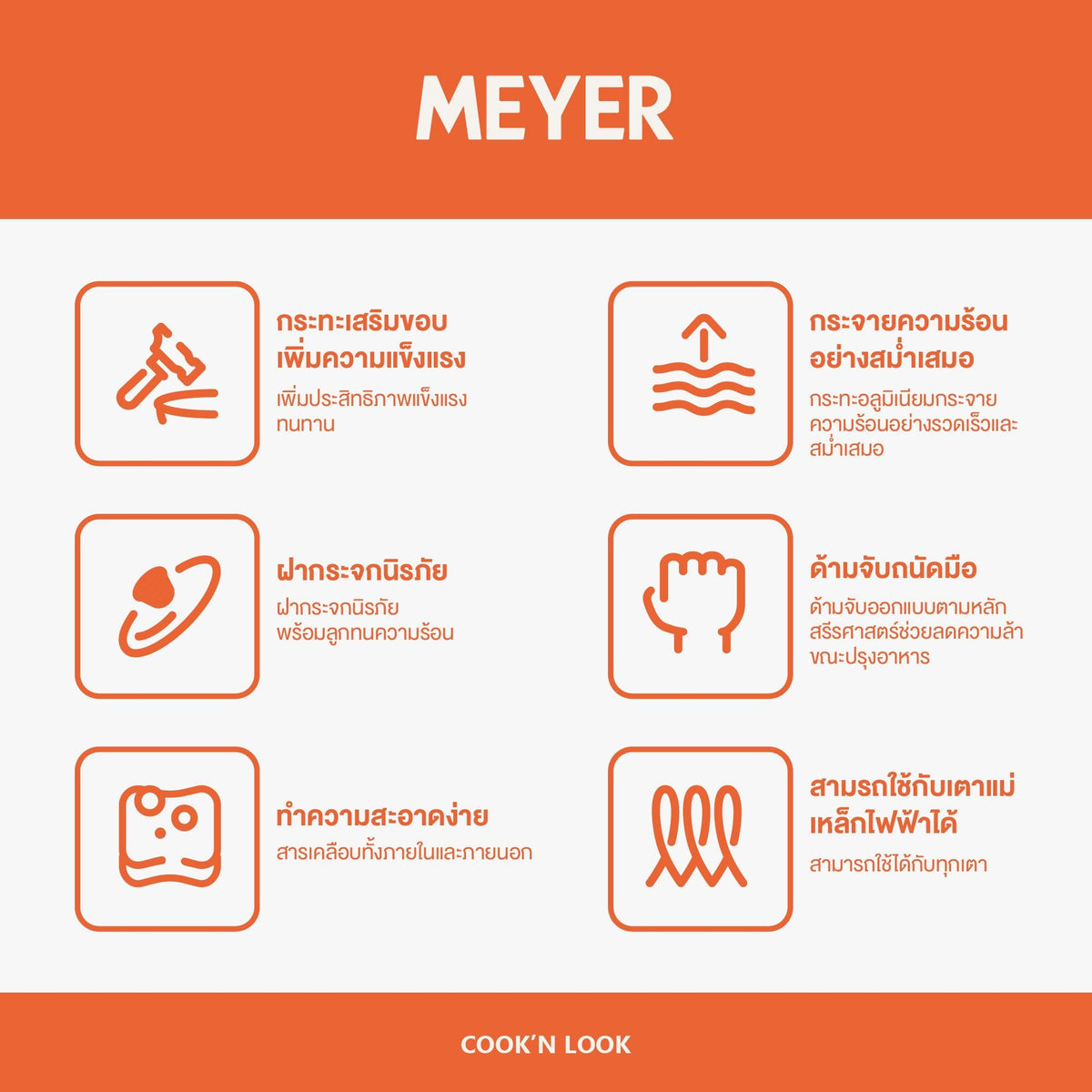 Pots - Meyer - 77Sale, bigsale, DoubleSale, Meyer - Cook'n Look Induction, nosale, payday, Saucepan - MEYER COOK 'N LOOK INDUCTION หม้อด้าม หม้อเคลือบ หม้อทำอาหาร มีฝาปิด - PotsandPans.in.th