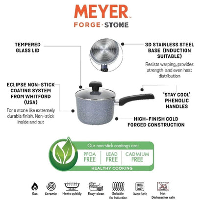 Pots - Meyer - Clearance, CNY, Meyer - Forgestone, newitem, nosale, sale, Saucepan - MEYER FORGESTONE หม้อมีด้ามจับ ขนาด 16 ซม. / 1.9 ลิตร Saucepan (19100-T) - PotsandPans.in.th