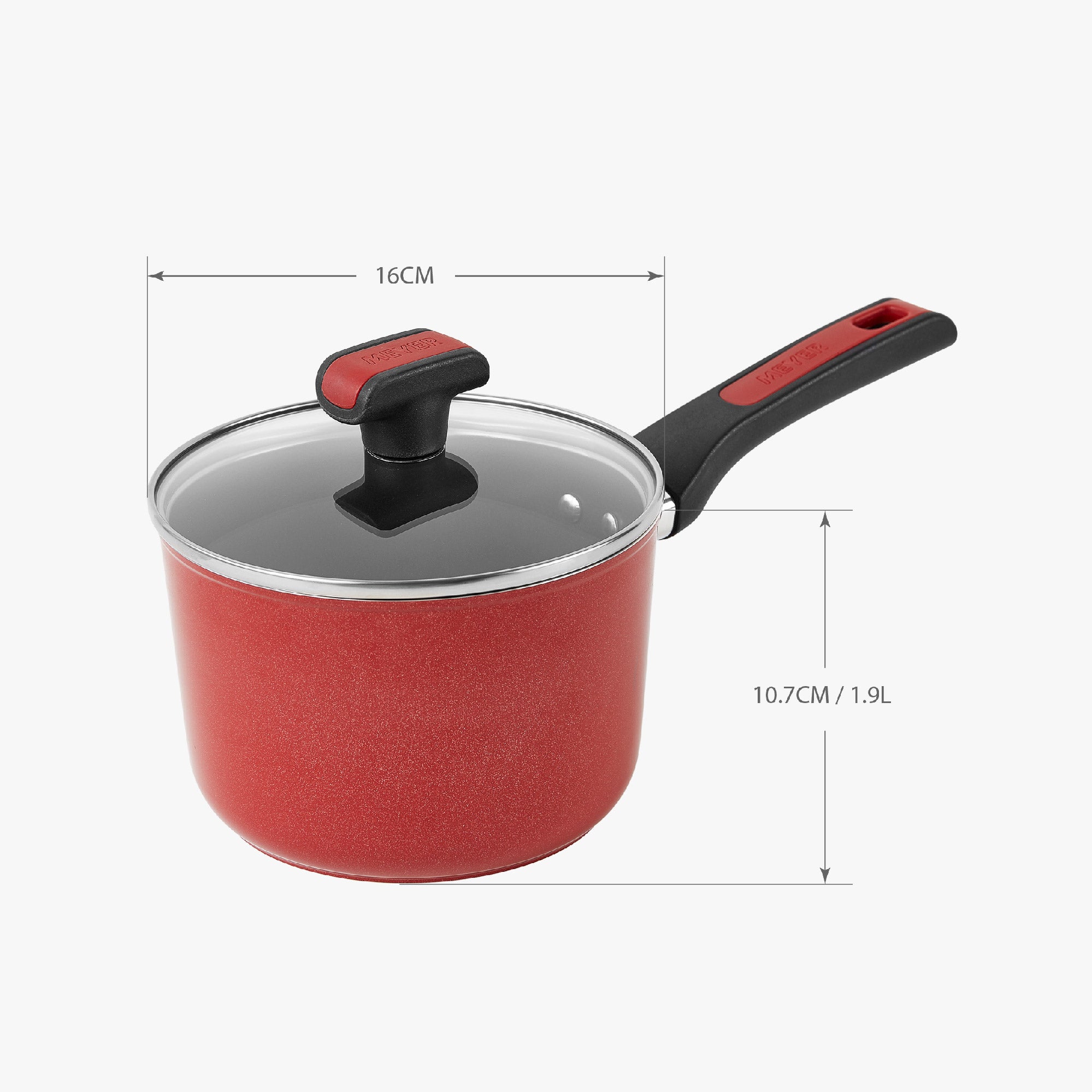 Pots - Meyer - bigsale, CNY, Meyer - Forge Red, Saucepan, weekend - MEYER FORGE.RED หม้อมีด้ามจับ ขนาด 16 ซม. SAUCEPAN (22018-T) - PotsandPans.in.th