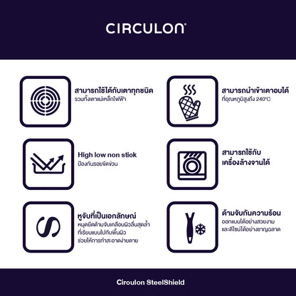 CIRCULON SteelShield C-Series ชุดเครื่องครัว clad tri-ply 10 ชิ้น พร้อมแถมอุปกรณ์ทำอาหาร 2 ชิ้น (30012-T)