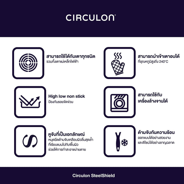 Saucepans - Circulon - Saucepan, SteelShield, SteelShield C-Series, กระทะที่ใช้กับเตาแม่เหล็กไฟฟ้า - CIRCULON SteelShield C-Series หม้อมีด้ามจับสแตนเลสสตีล clad tri-ply ขนาด 18 ซม./1.9 ลิตร พร้อมฝาแก้ว Saucepan (30014-T) - PotsandPans.in.th