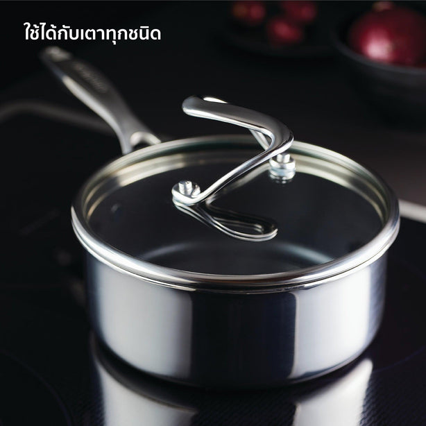 Saucepans - Circulon - Saucepan, SteelShield, SteelShield C-Series, กระทะที่ใช้กับเตาแม่เหล็กไฟฟ้า - CIRCULON SteelShield C-Series หม้อมีด้ามจับสแตนเลสสตีล clad tri-ply ขนาด 18 ซม./1.9 ลิตร พร้อมฝาแก้ว Saucepan (30014-T) - PotsandPans.in.th