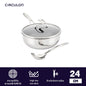 Cookware Set - Circulon - CHEF PAN, SteelShield, SteelShield C-Series, กระทะที่ใช้กับเตาแม่เหล็กไฟฟ้า - CIRCULON SteelShield C-Series ชุดกระทะเชฟสแตนเลสสตีล clad tri-ply ขนาด 24 ซม./3.3 ลิตร มาพร้อมฝาแก้วและทัพพีสแตนเลส Chef pan with scraping spoon (30017-T) - PotsandPans.in.th