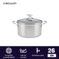 Pots - Circulon - SteelShield, SteelShield C-Series, STOCKPOT, กระทะที่ใช้กับเตาแม่เหล็กไฟฟ้า - CIRCULON SteelShield C-Series หม้อต้มสแตนเลสสตีล clad tri-ply 2 หู ขนาด 26 ซม./7.6 ลิตร มาพร้อมฝาแก้ว Stockpot (30031-T) - PotsandPans.in.th