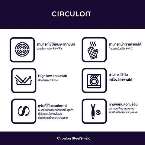 CIRCULON SteelShield C-Series กระทะผัดสแตนเลสสตีล Clad Tri-ply มีหูช่วยจับ 32 ซม. Stirfry (30052-T)