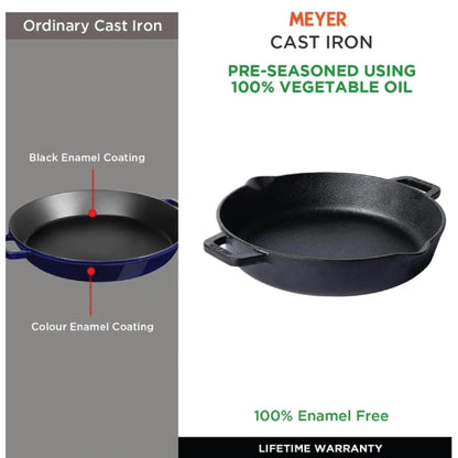 Pans - Meyer - Best Sellers, bestselling, bigsale, Meyer - Cast Iron, payday, SKILLET, SPECIAL SALE - MEYER CAST IRON กระทะทอดเหล็กหล่อ 2 หู ขนาด 24 ซม. PRE-SEASONED SKILLET WITH 2 SIDE HANDLE (48095-C) - PotsandPans.in.th