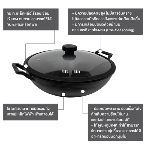 Pans - Meyer - 77Sale, bigsale, Clearance1, f903, KADAI, Meyer - Cast Iron, payday - MEYER CAST IRON กระทะผัดก้นลึก 2 หู ขนาด 24 ซม. DEEP KADAI (48188-C) - PotsandPans.in.th