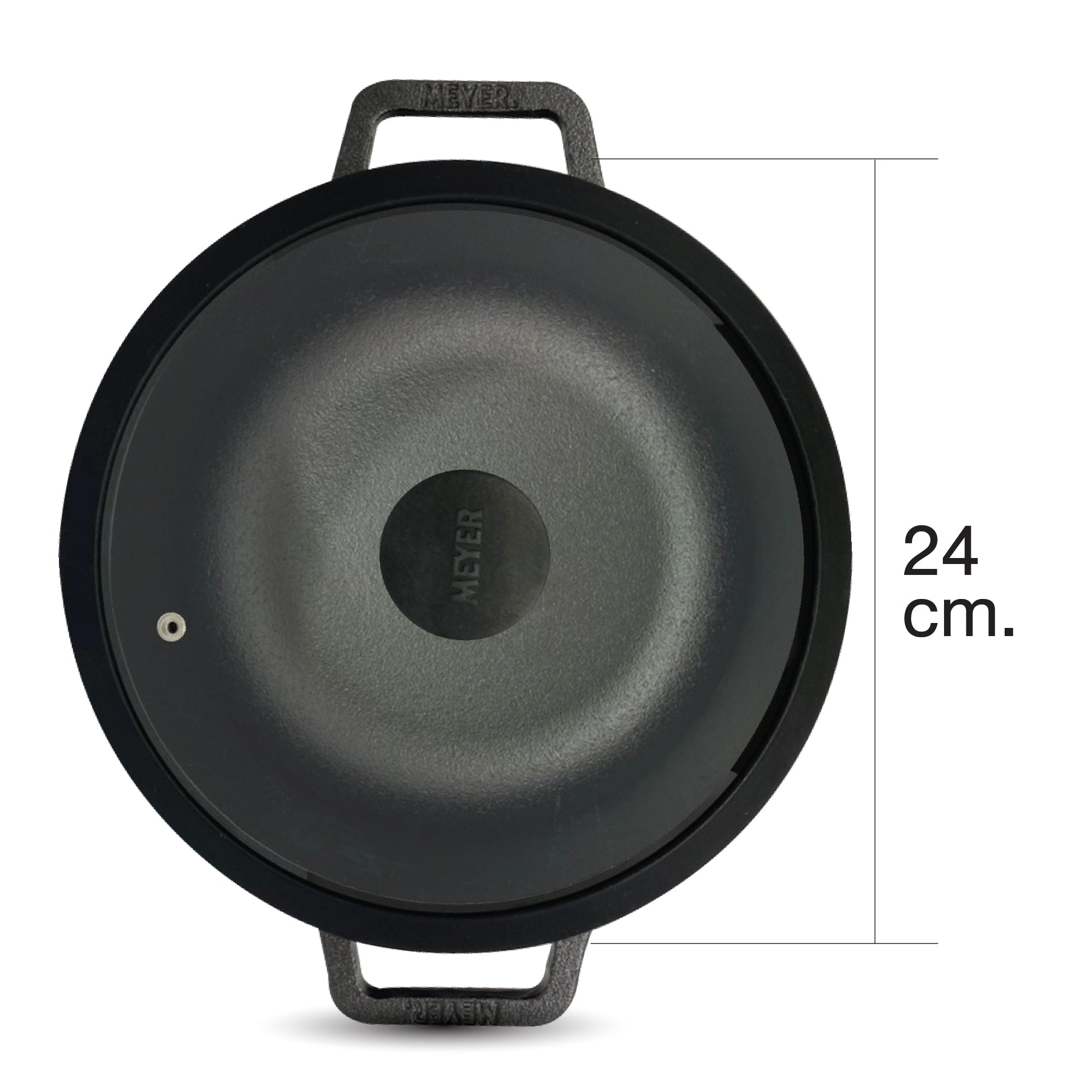 Pots - Meyer - Best Sellers, bestselling, bigsale, f903, Mayday, Meyer - Cast Iron, SAUTE, Sauteuse, SPECIAL SALE - MEYER CAST IRON หม้อเหล็กหล่อ 2 หู ขนาด 24 ซม. SAUTEUSE WITH GLASS LID (48241-C) - PotsandPans.in.th