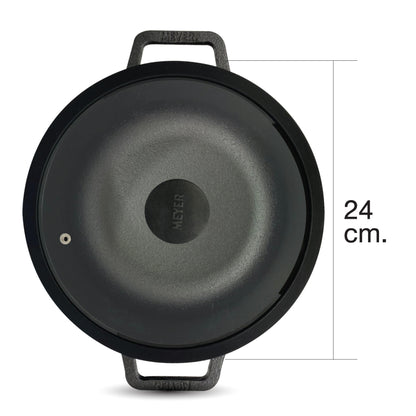 Pots - Meyer - Best Sellers, bestselling, bigsale, f903, Mayday, Meyer - Cast Iron, SAUTE, Sauteuse, SPECIAL SALE - MEYER CAST IRON หม้อเหล็กหล่อ 2 หู ขนาด 24 ซม. SAUTEUSE WITH GLASS LID (48241-C) - PotsandPans.in.th