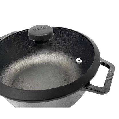 Pots - Meyer - Best Sellers, bestselling, bigsale, f903, Mayday, Meyer - Cast Iron, SAUTE, Sauteuse, SPECIAL SALE - MEYER CAST IRON หม้อเหล็กหล่อ 2 หู ขนาด 24 ซม. SAUTEUSE WITH GLASS LID (48241-C) - PotsandPans.in.th