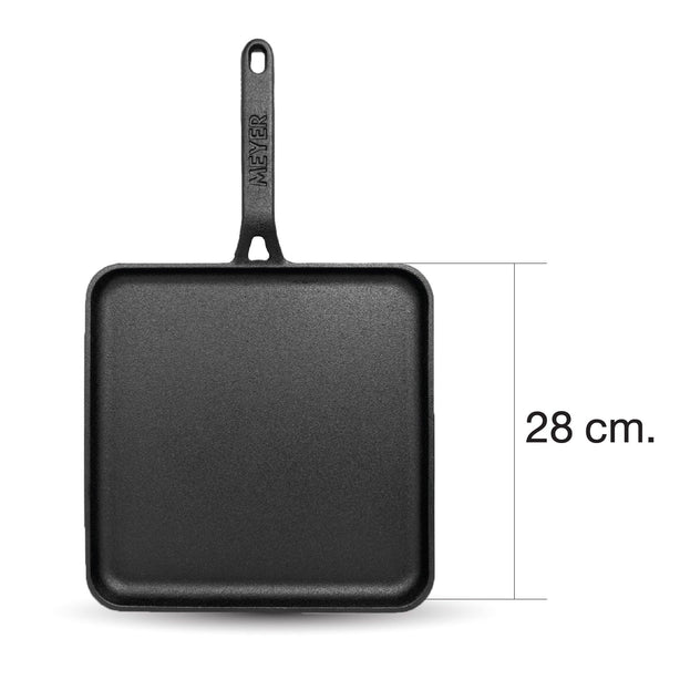 Pans - Meyer - 77Sale, bestselling, DoubleSale, f903, Grill Pan, Meyer - Cast Iron, payday, Special Sale, Tawa - MEYER CAST IRON กระทะเครปเหล็กหล่อ ขนาด 28 ซม. PRE-SEASONED SQUARE FLAT TAWA (48243-C) - PotsandPans.in.th