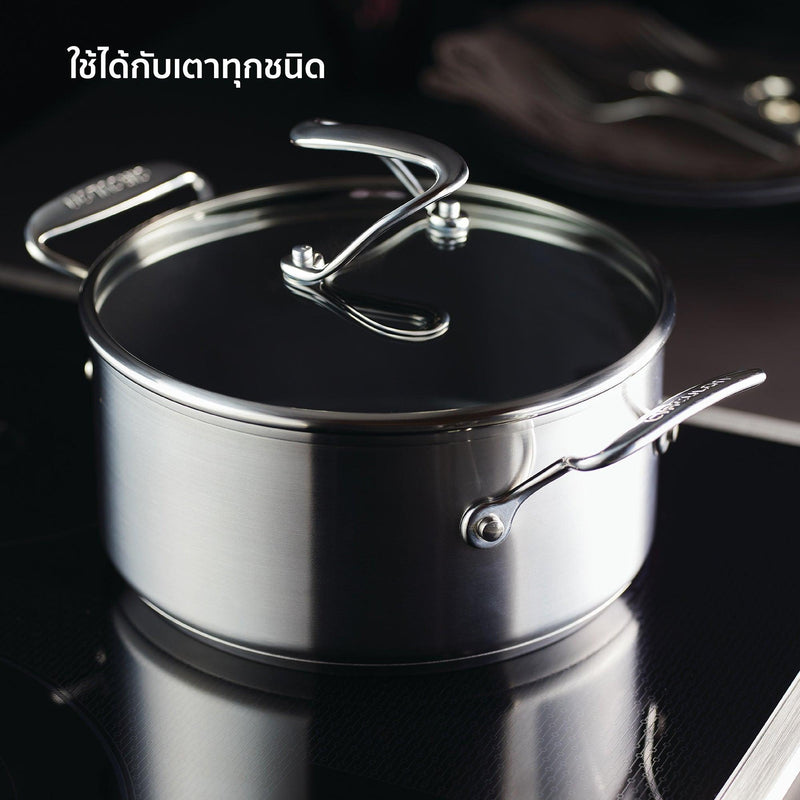 Pots - Circulon - SAUCEPOT, SteelShiel S-Series, SteelShield - CIRCULON SteelShield S-Series หม้อต้มสแตนเลสสตีลเคลือบผิวลื่น 2 หู ขนาด 22 ซม./3.8 ลิตร พร้อมฝาแก้ว Saucepot (70053-T) - PotsandPans.in.th