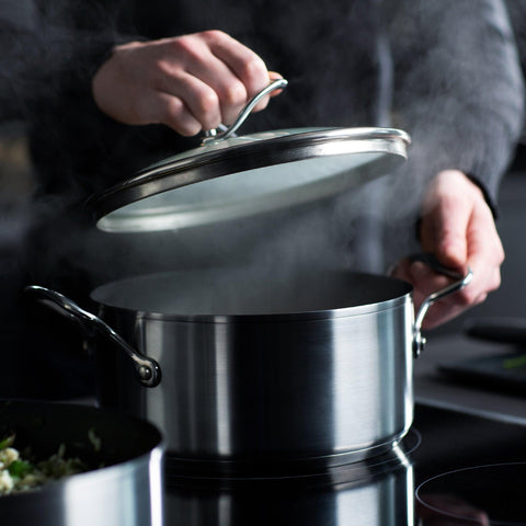 Pots - Circulon - SAUCEPOT, SteelShiel S-Series, SteelShield - CIRCULON SteelShield S-Series หม้อต้มสแตนเลสสตีลเคลือบผิวลื่น 2 หู ขนาด 22 ซม./3.8 ลิตร พร้อมฝาแก้ว Saucepot (70053-T) - PotsandPans.in.th