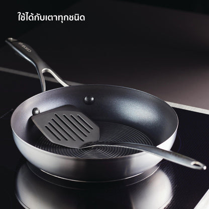 Cookware Set - Circulon - bestselling, FRYPAN, SteelShiel S-Series, SteelShield, กระทะที่ใช้กับเตาแม่เหล็กไฟฟ้า - CIRCULON SteelShield S-Series กระทะทอดสแตนเลสสตีลเคลือบผิวลื่น ขนาด 24 ซม./9.5 นิ้ว พร้อมตะหลิวสแตนเลส Frypan with slotted turner (70055-T) - PotsandPans.in.th