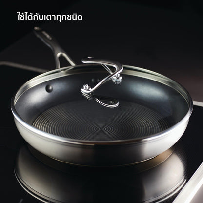 Pans - Circulon - FRYPAN, SteelShiel S-Series, SteelShield, ใช้ - CIRCULON SteelShield S-Series กระทะทอดสแตนเลสสตีลเคลือบผิวลื่น ขนาด 30 ซม.พร้อมฝาแก้ว Frypan (70056-T) - PotsandPans.in.th